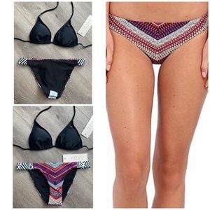 Roxy Black and Multicolor Bikini Set